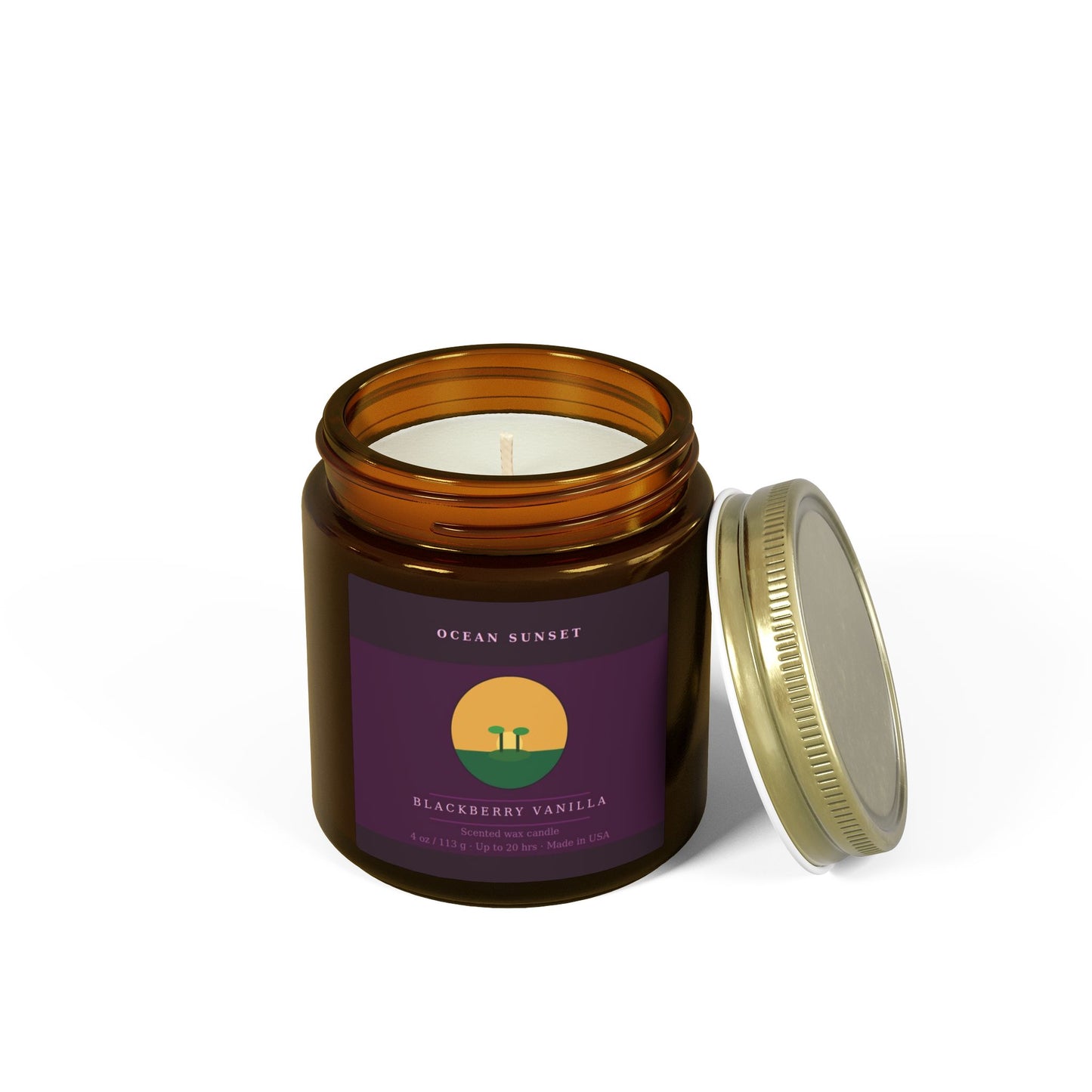 Ocean Sunset | Blackberry Vanilla Scented Candle | Hand-Poured in USA