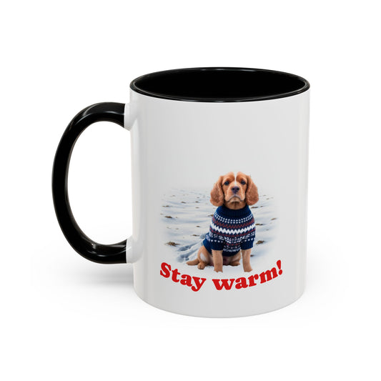 Two-tone Accent 11 oz Coffee Mug w/ Cocker Spaniel Sweater Dog, by TokyoBill