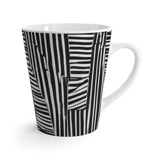 Abstract Black & White Stripes Latte Mug - Ideal for Coffee/Tea Lovers, by TokyoBill