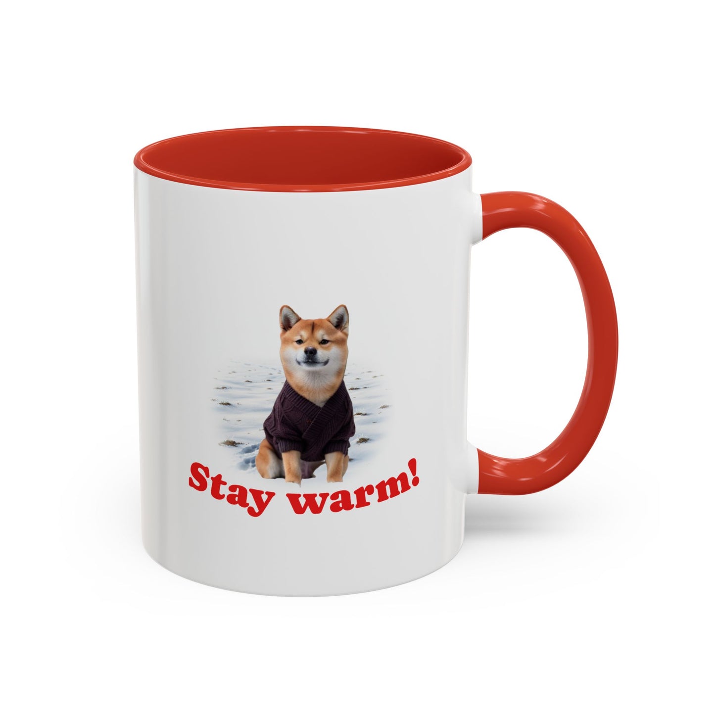 Two-tone Accent 11 oz Coffee Mug w/ Shiba Ken Sweater Dog, by TokyoBill