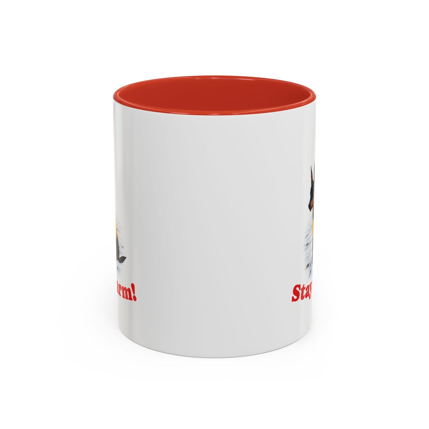 Two-tone Accent 11 oz Coffee Mug w/ Miniature Pinscher Sweater Dog, by TokyoBill