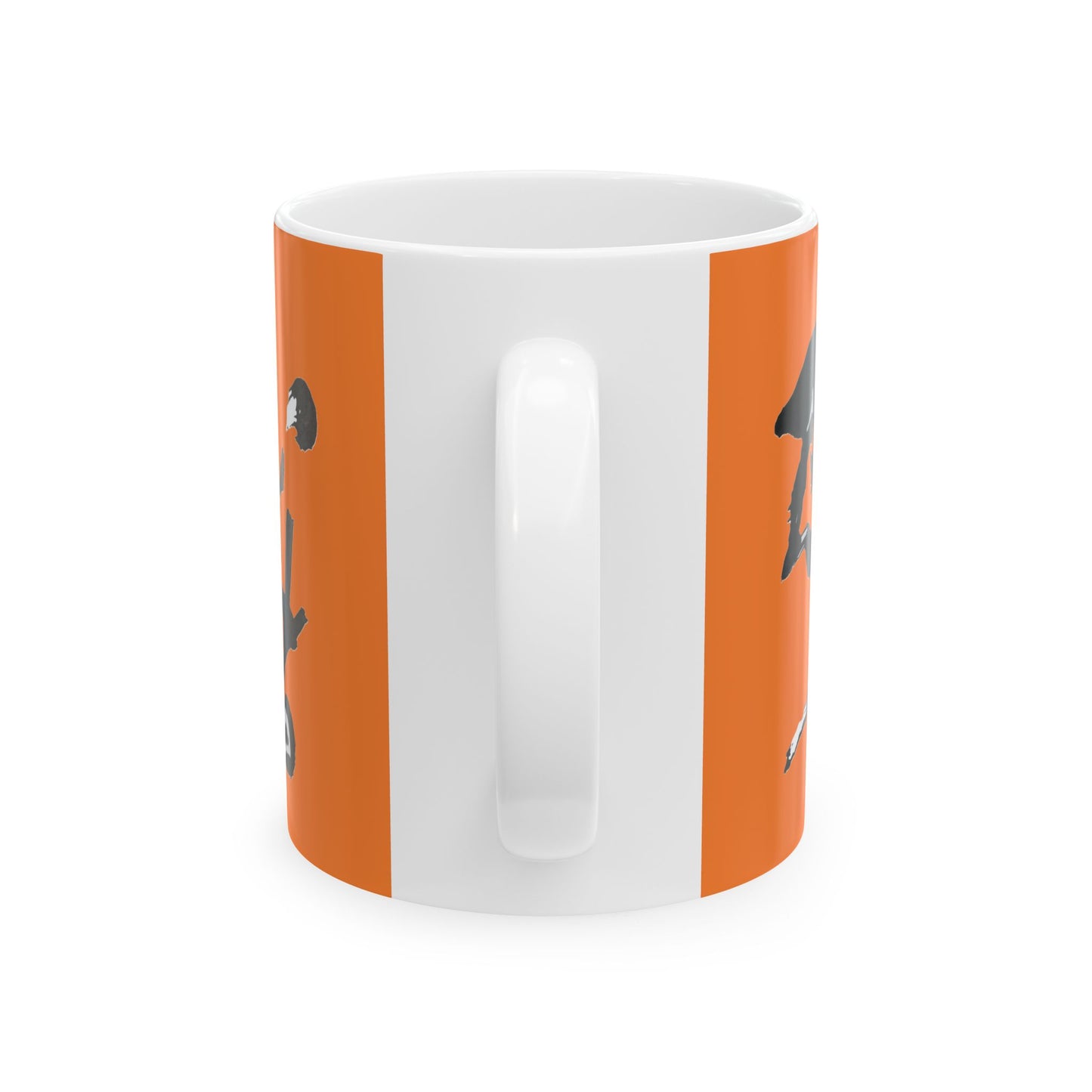Orange over white Mug (11 oz) 'Ninja' in kanji, by TokyoBill
