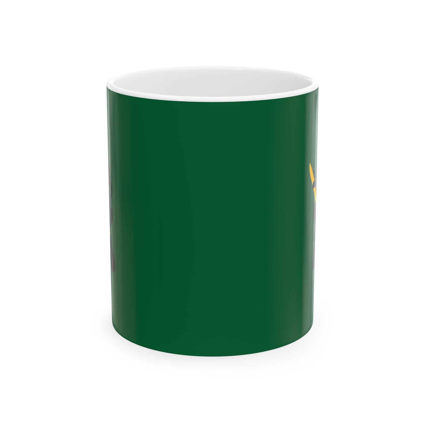 Green over White Ceramic Coffee/Tea Mug (11 oz) with Ninjas, by TokyoBill
