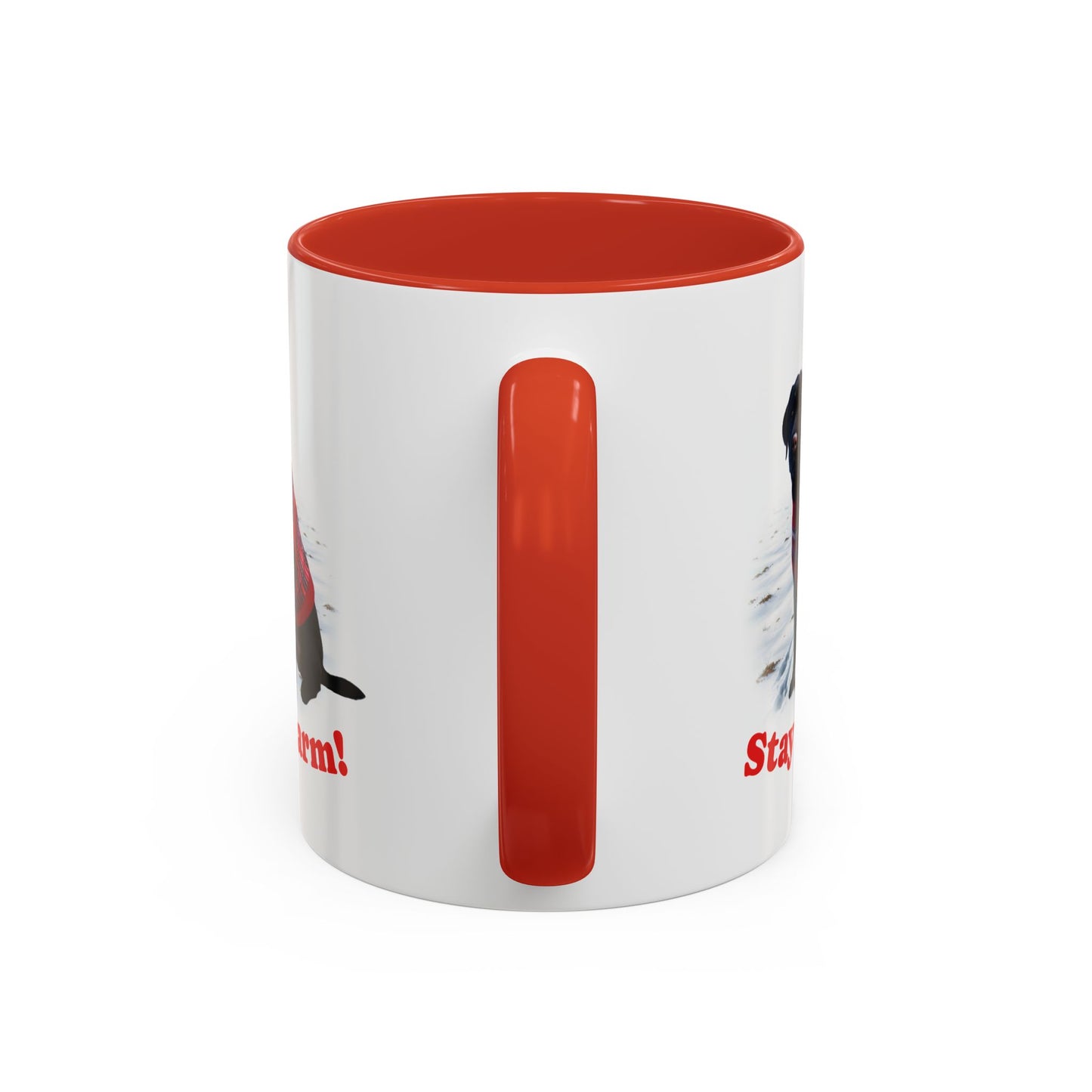 Two-tone Accent 11 oz Coffee Mug w/Black Lab Retriever Sweater Dog, by TokyoBill
