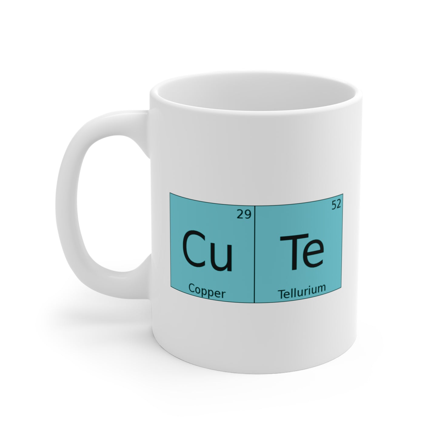 Coffee Cup w/Chemistry | 'CuTe' Copper Tellurium Periodic Table Mug, by TokyoBill