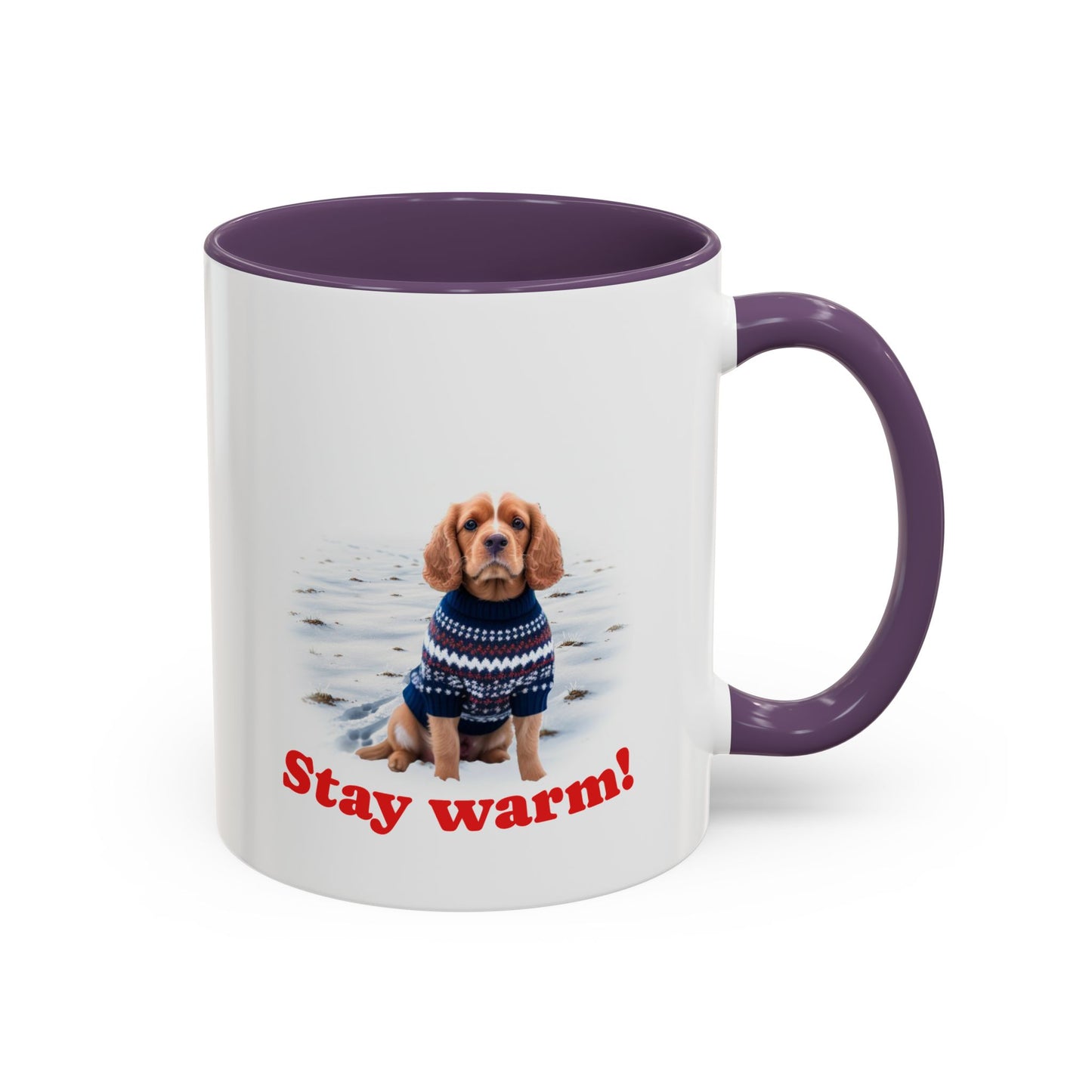 Two-tone Accent 11 oz Coffee Mug w/ Cocker Spaniel Sweater Dog, by TokyoBill