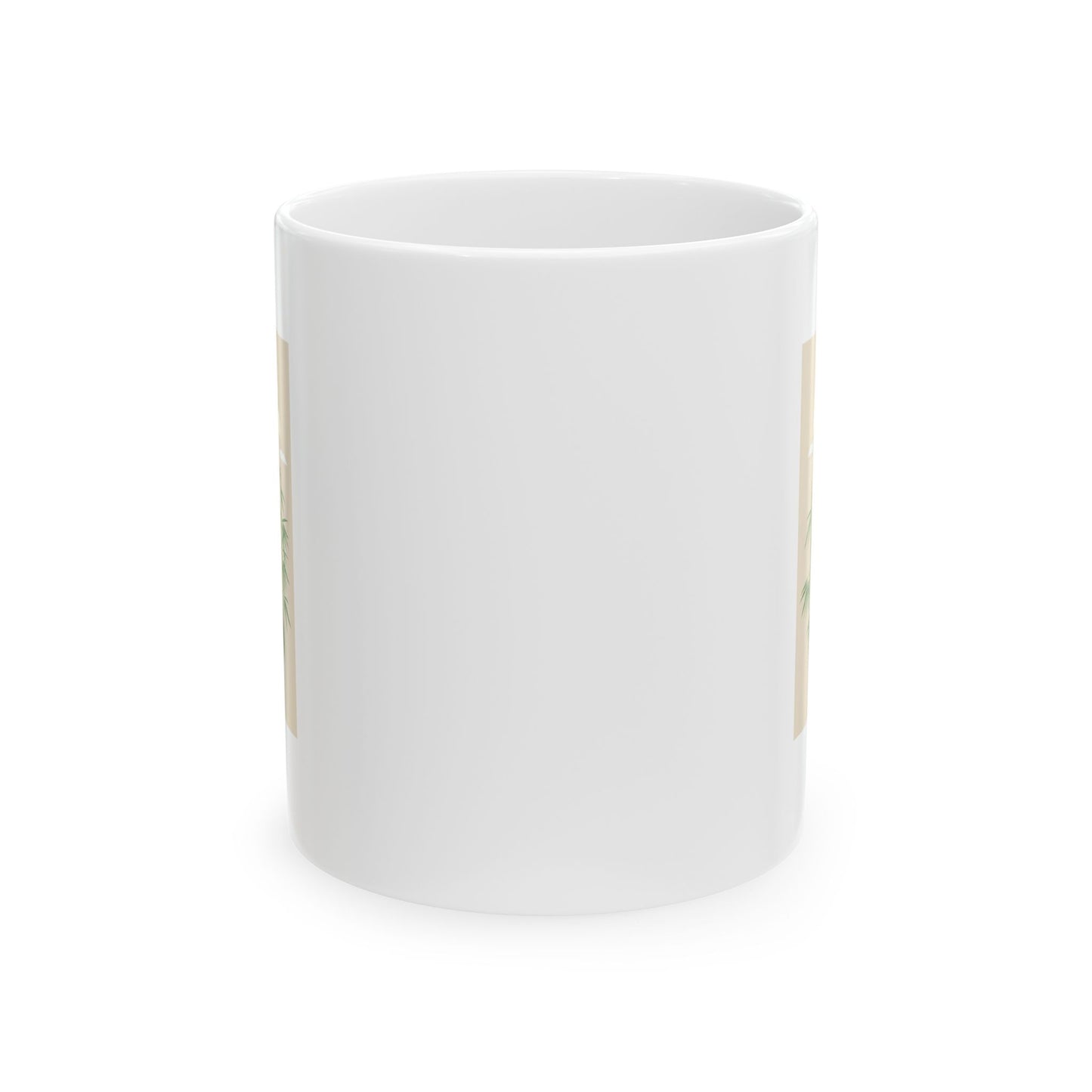 White Coffee Mug (11 oz) with Bamboo & Clouds, by TokyoBill