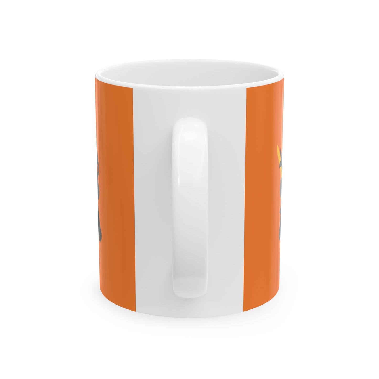 Orange over White Ceramic Coffee/Tea Mug (11 oz) with Ninjas, by TokyoBill