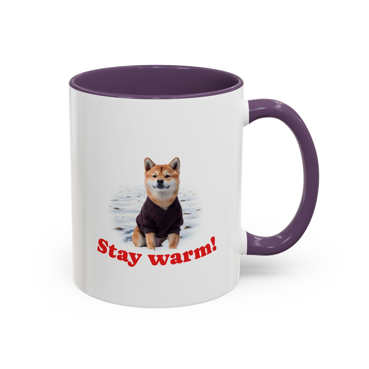 Two-tone Accent 11 oz Coffee Mug w/ Shiba Ken Sweater Dog, by TokyoBill
