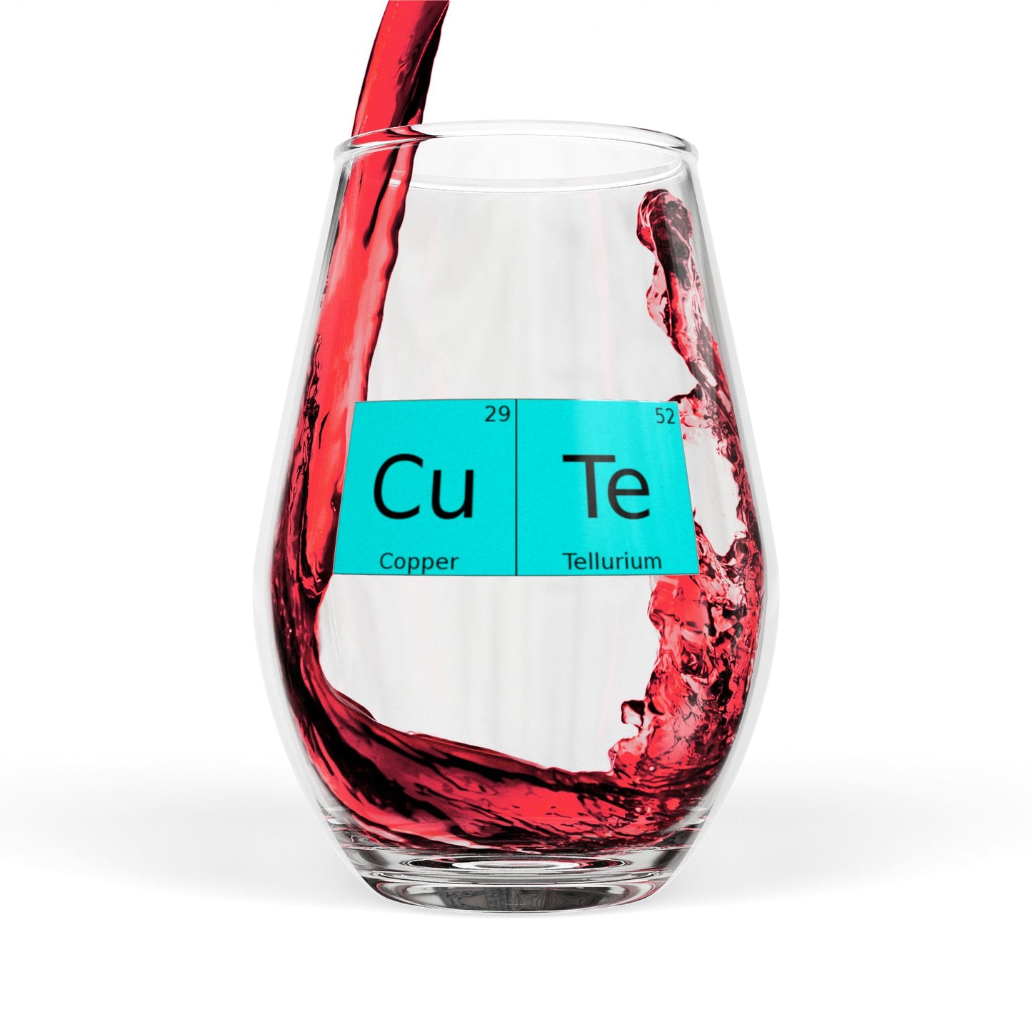 CuTe Copper-Tellurium Periodic Table Chemistry 11.75oz Wine Glass, by TokyoBill