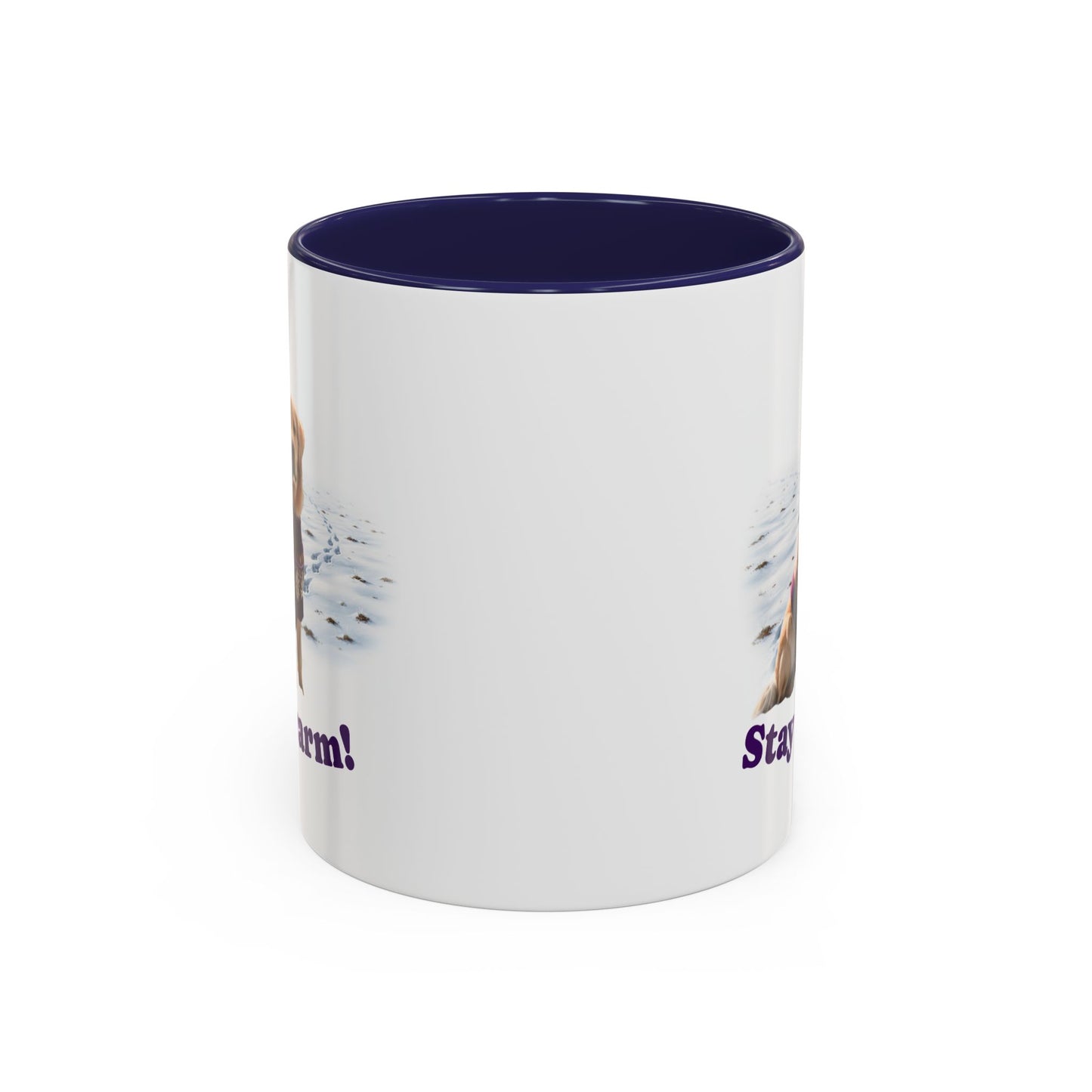 Two-tone Accent 11 oz Coffee Mug w/ Golden Retriever Sweater Dog, by TokyoBill