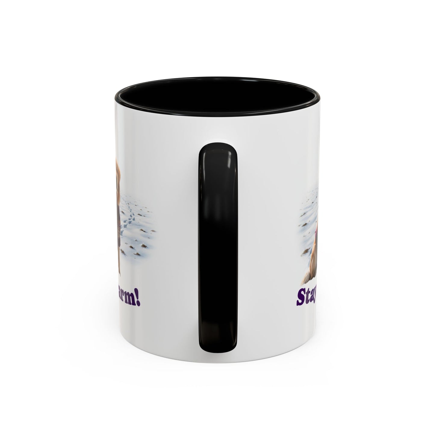 Two-tone Accent 11 oz Coffee Mug w/ Golden Retriever Sweater Dog, by TokyoBill