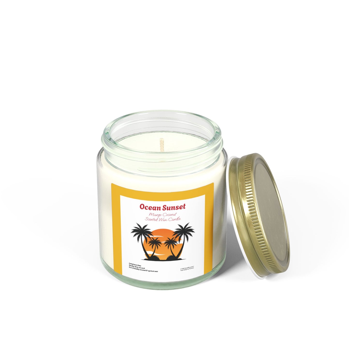 Ocean Sunset Mango Coconut Scented Candle | Hand-Poured USA | Coconut Apricot Wax