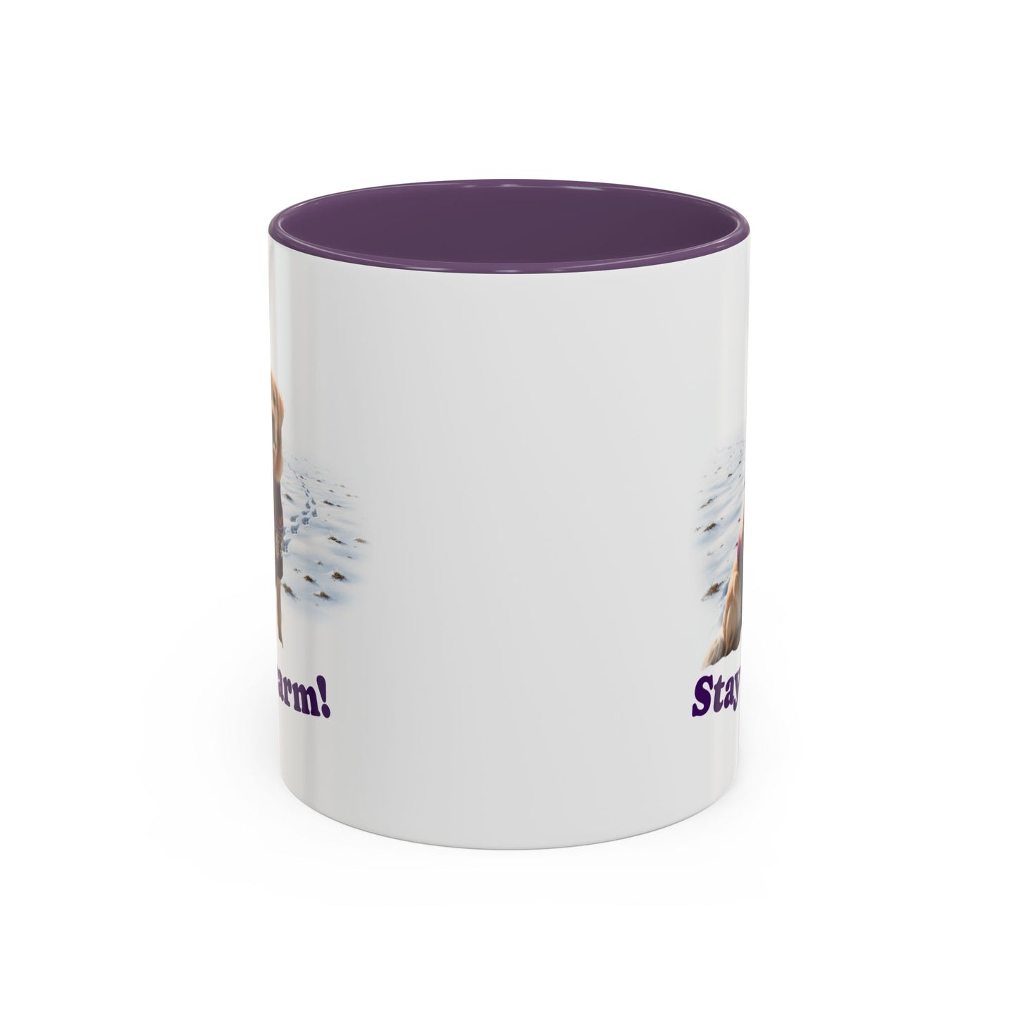 Two-tone Accent 11 oz Coffee Mug w/ Golden Retriever Sweater Dog, by TokyoBill
