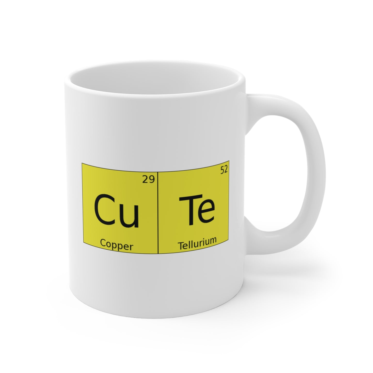 Coffee Cup w/Chemistry | 'CuTe' Copper Tellurium Periodic Table Mug, by TokyoBill