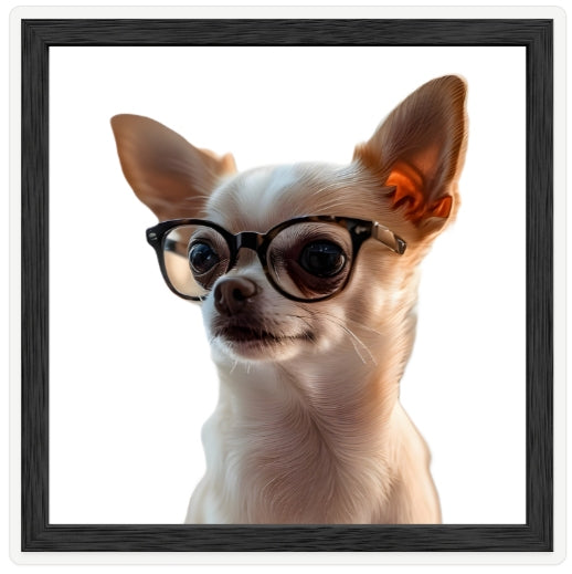 Chihuahua Wearing Glasses Wall Art | Dog Portrait Print | Nursery or Office Decor | Pet Lover Gift