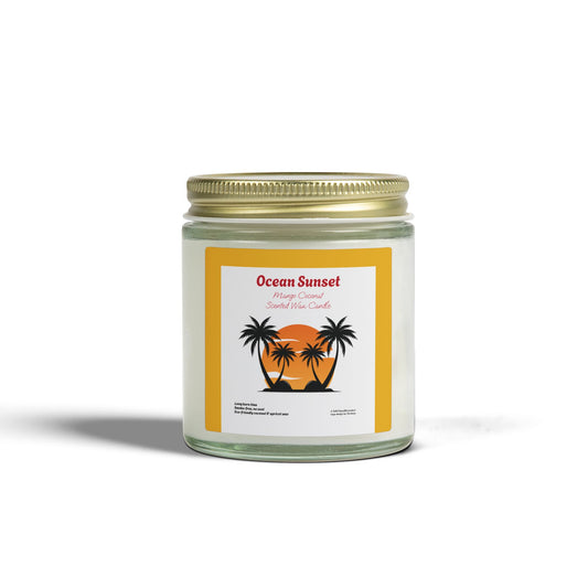 Ocean Sunset Mango Coconut Scented Candle | Hand-Poured USA | Coconut Apricot Wax