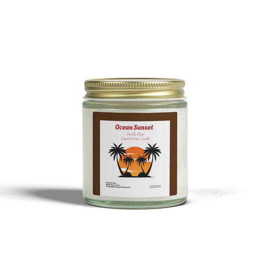 Ocean Sunset Vanilla Bean Scented Candle | Hand-Poured USA | Coconut Apricot Wax