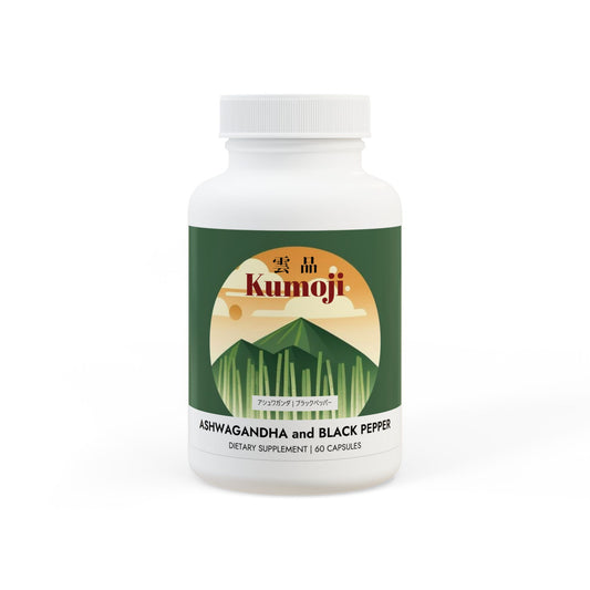 Kumoji Ashwagandha Black Pepper Supplement 60ct | Non-GMO | Vegan Stress Relief