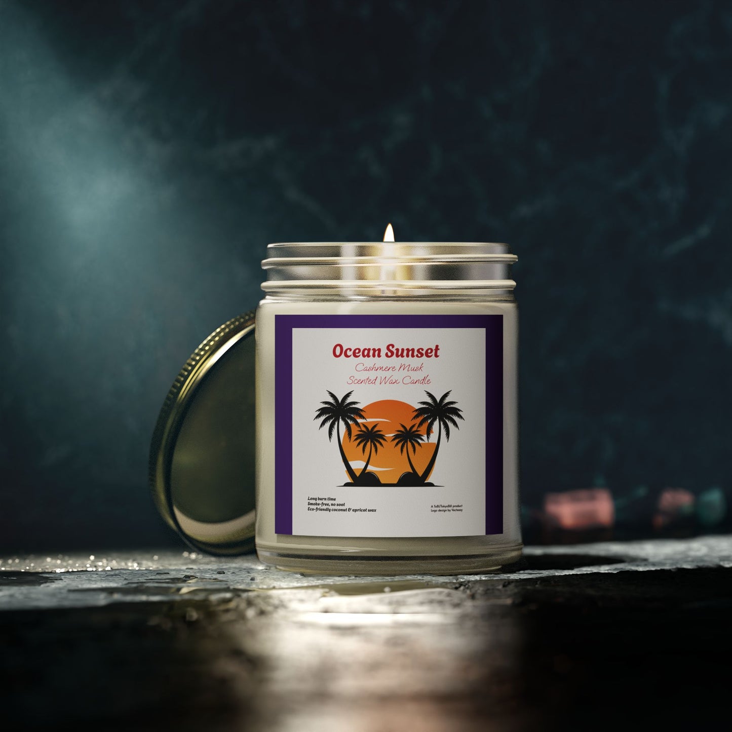 Ocean Sunset Cashmere Musk scented wax candles (4oz, 9oz), by TokyoBill