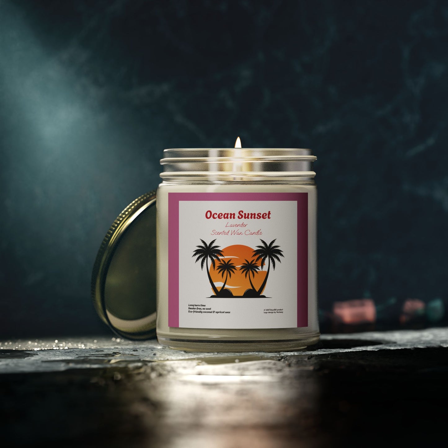 Ocean Sunset Lavender scented wax candles (4oz, 9oz), by TokyoBill