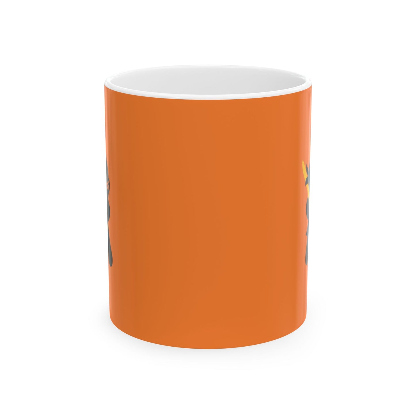 Orange over White Ceramic Coffee/Tea Mug (11 oz) with Ninjas, by TokyoBill