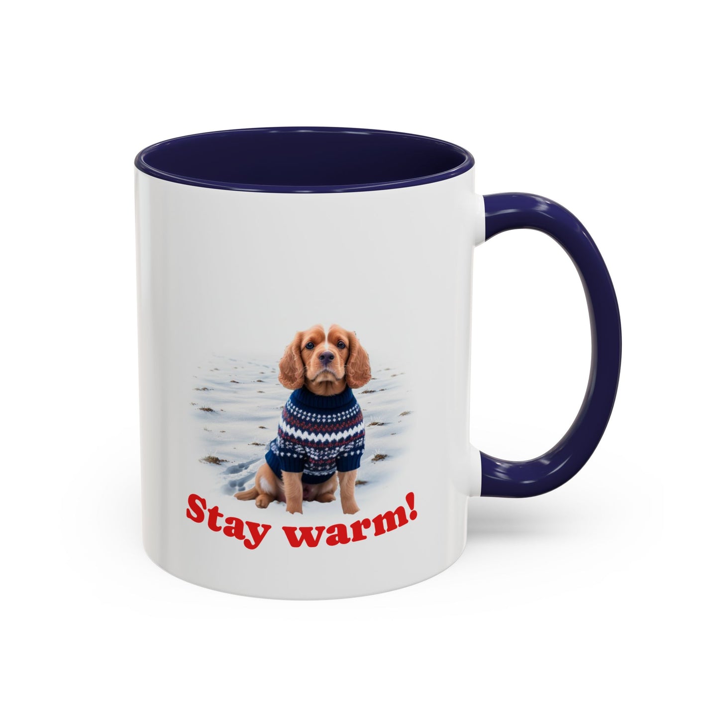 Two-tone Accent 11 oz Coffee Mug w/ Cocker Spaniel Sweater Dog, by TokyoBill