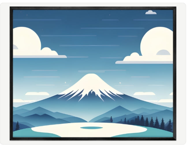 Mount Fuji Art Print | Serene Japan Landscape Wall Art | Illustrated Japanese Mountain Poster | Golden Countryside Print