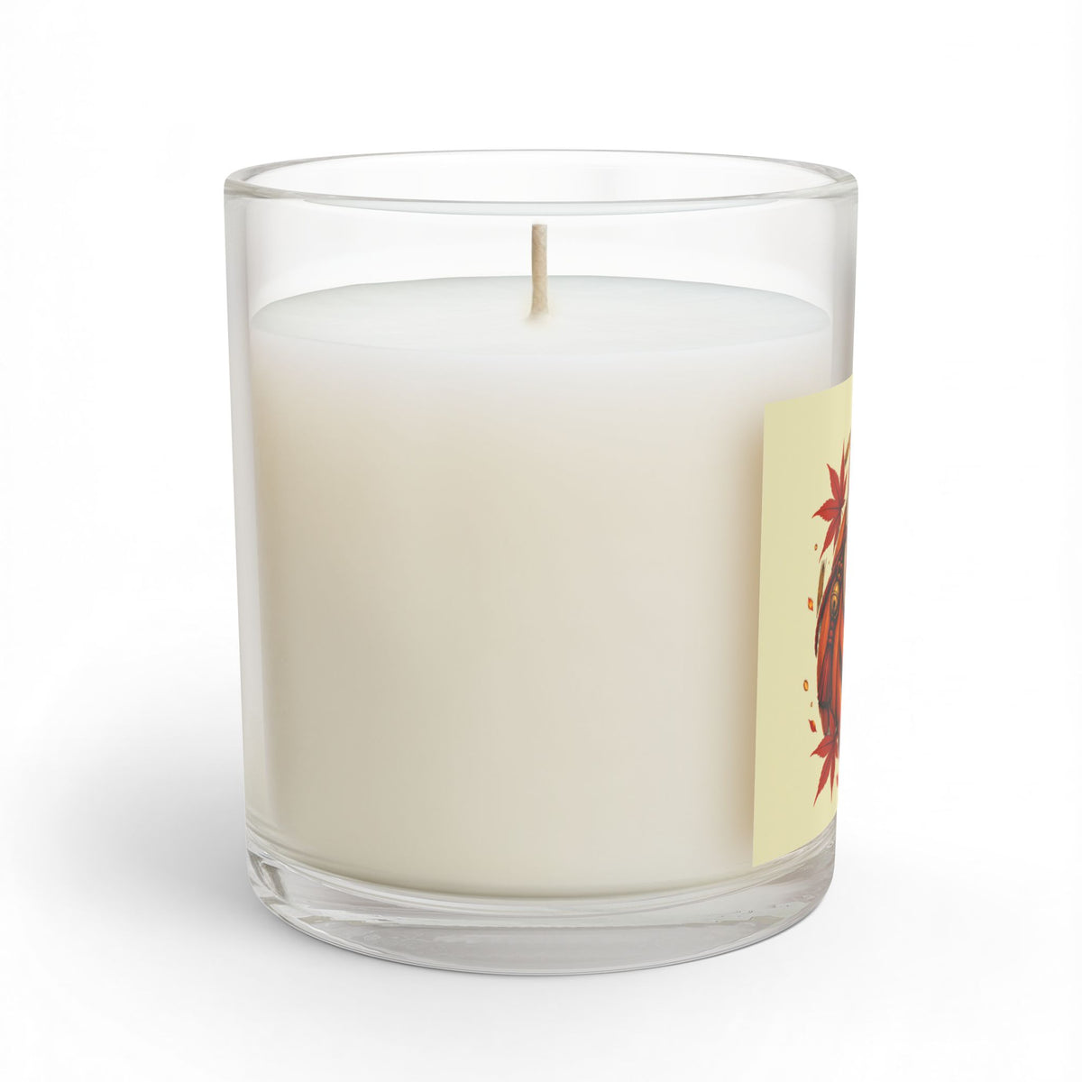 Jack o'lantern wearing Kitsune mask, Halloween soy wax candle, long burn 55-70 hours, 11oz reusable glass jar,  by TokyoBill