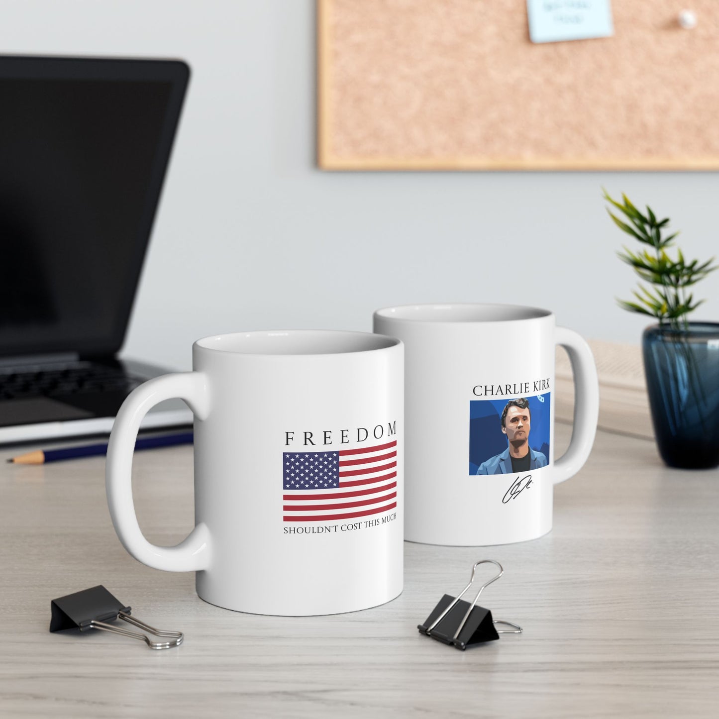 Charlie Kirk 11 oz Ceramic Mug, American Flag Coffee Cup, by TokyoBill