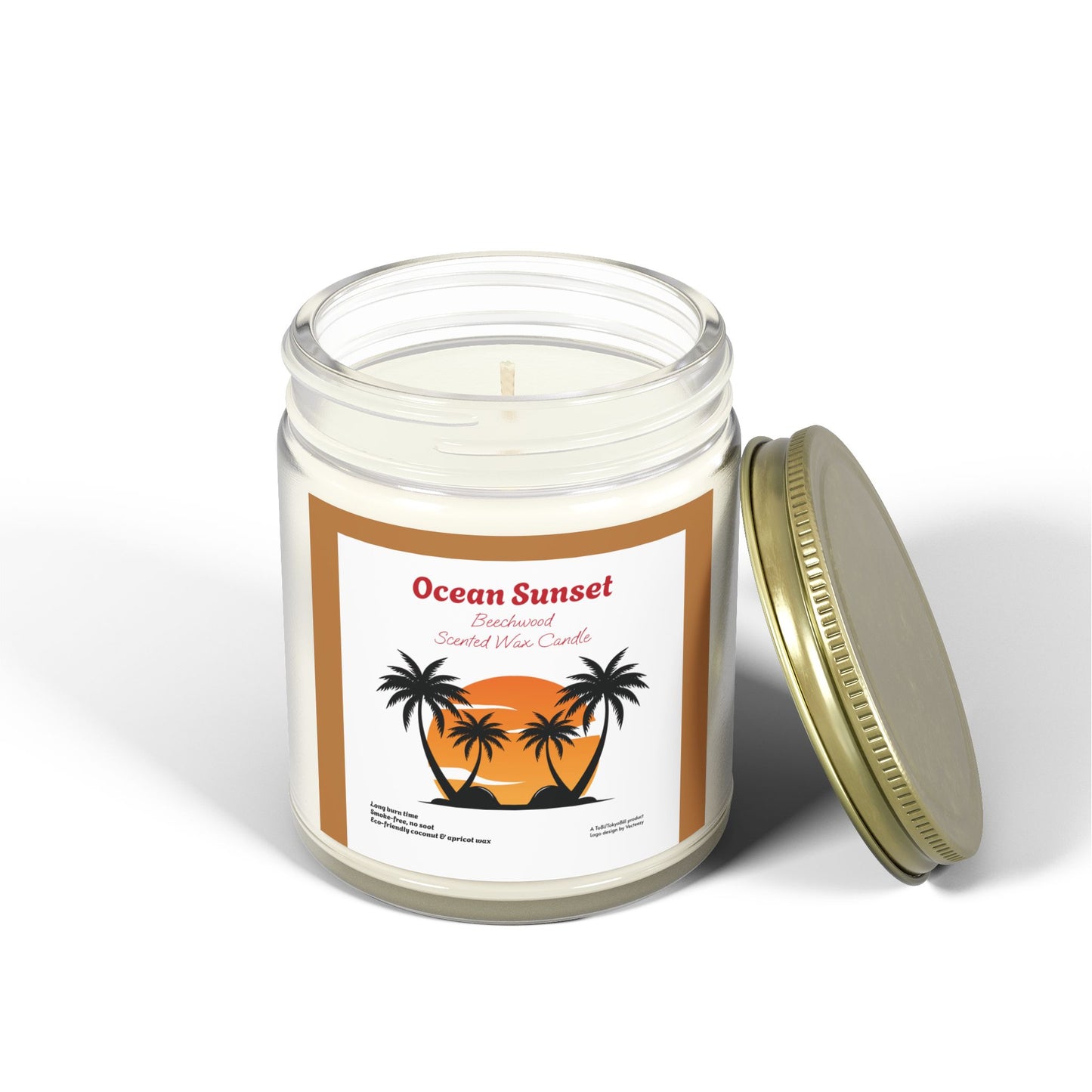 Ocean Sunset Beechwood scented wax candles (4oz, 9oz), by TokyoBill