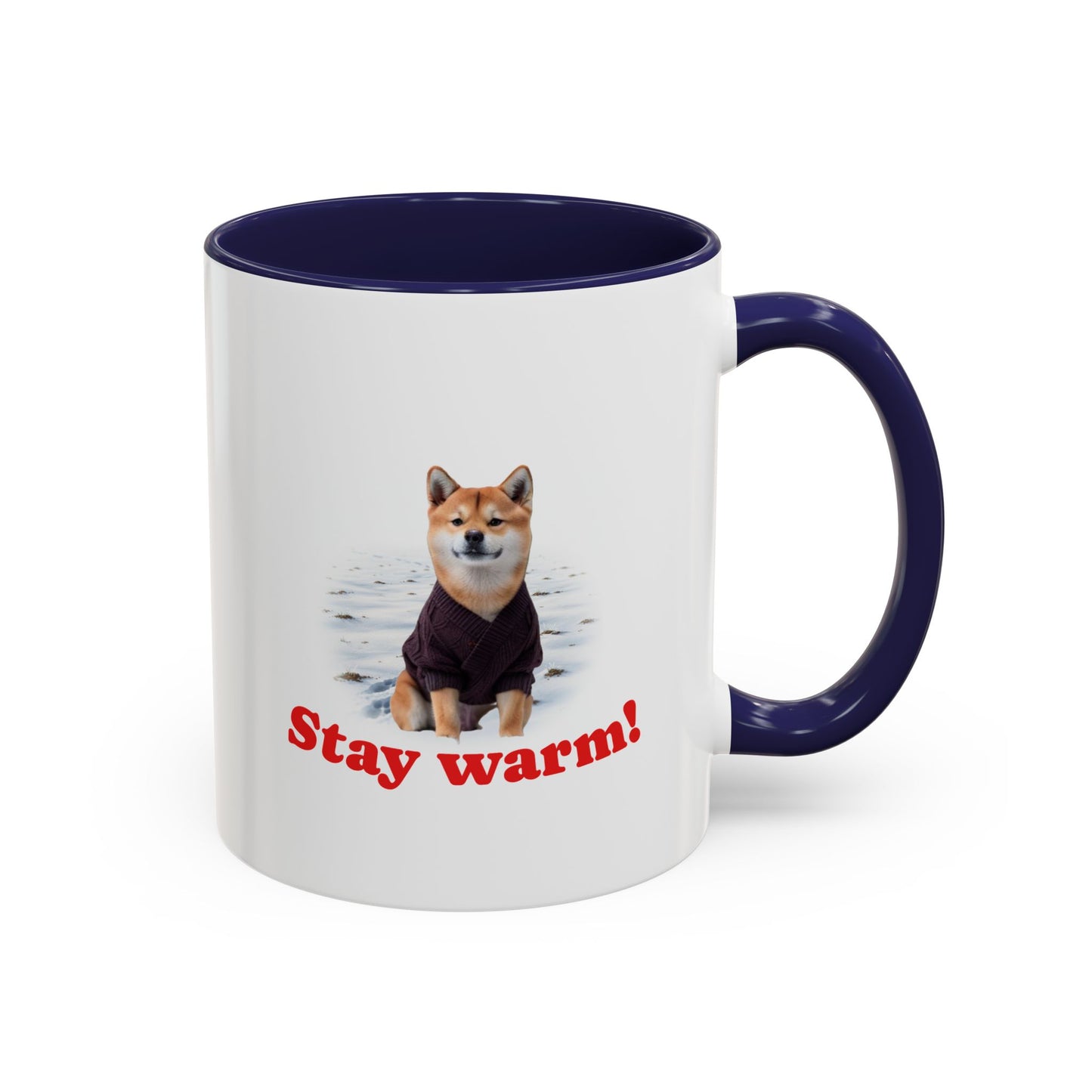 Two-tone Accent 11 oz Coffee Mug w/ Shiba Ken Sweater Dog, by TokyoBill