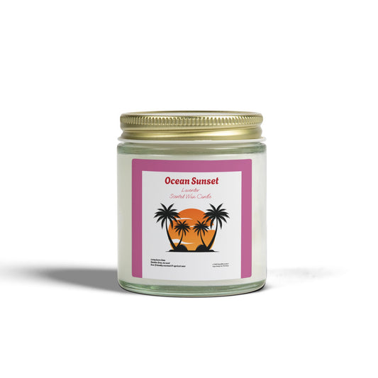 Ocean Sunset Lavender Scented Candle | Hand-Poured USA | Coconut Apricot Wax