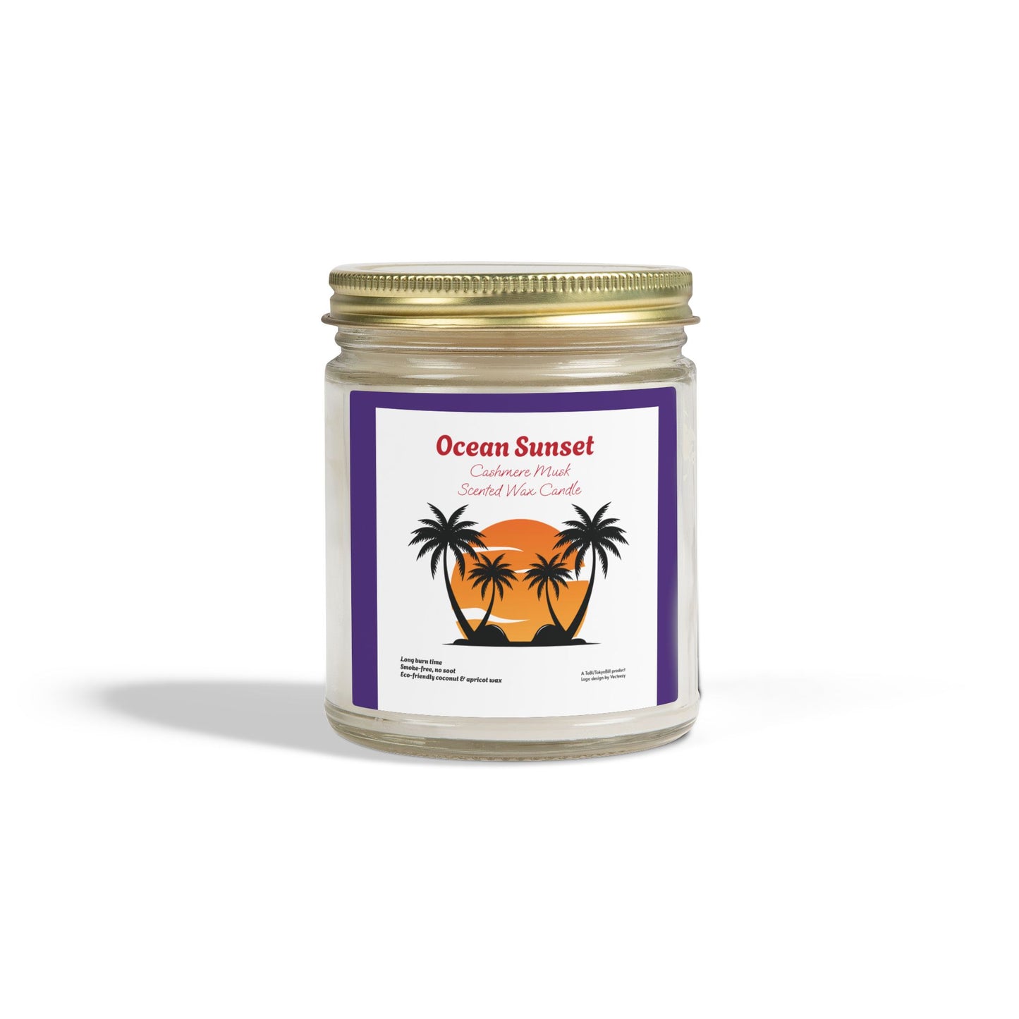 Ocean Sunset Cashmere Musk Scented Candle | Hand-Poured USA | Coconut Apricot Wax