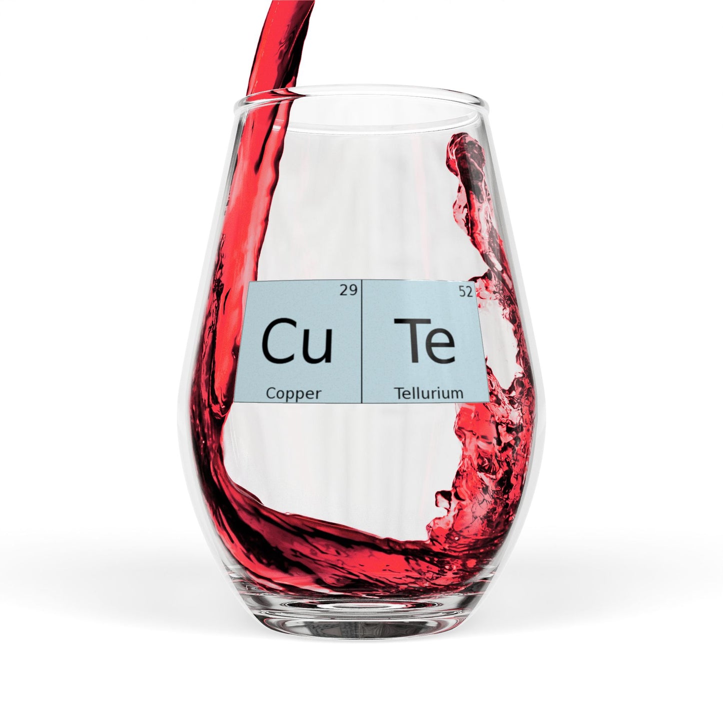 CuTe Copper-Tellurium Periodic Table Chemistry 11.75oz Wine Glass, by TokyoBill
