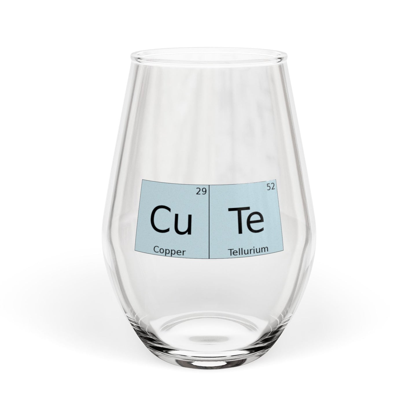 CuTe Copper-Tellurium Periodic Table Chemistry 11.75oz Wine Glass, by TokyoBill