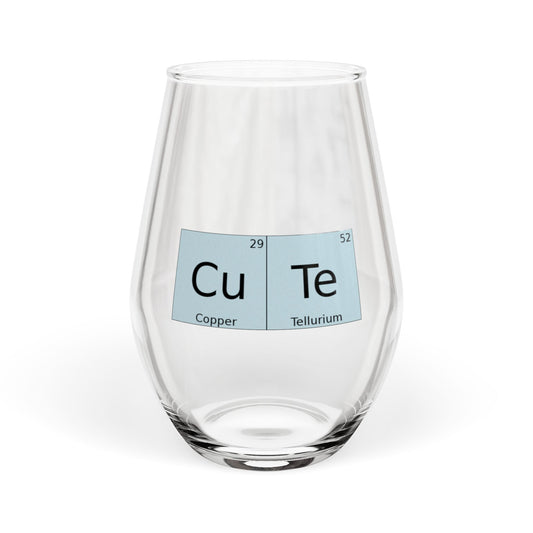 CuTe Copper-Tellurium Periodic Table Chemistry 11.75oz Wine Glass, by TokyoBill