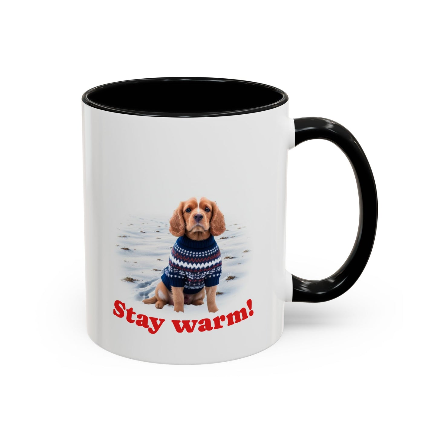 Two-tone Accent 11 oz Coffee Mug w/ Cocker Spaniel Sweater Dog, by TokyoBill