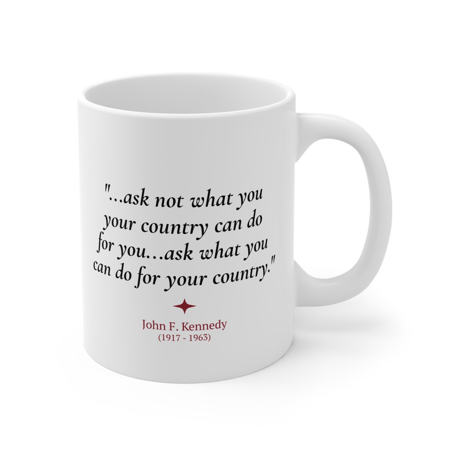 JFK Quote Coffee Mug | American President Gift | 11oz Ceramic Mug