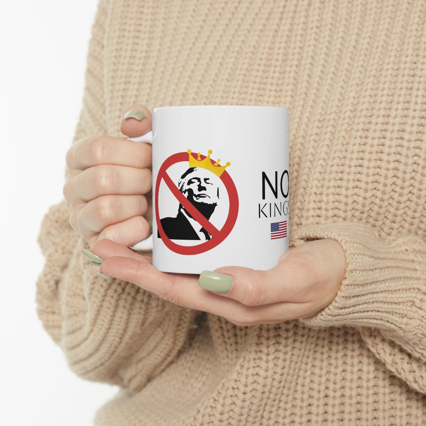 No Kings Ceramic Mug – Anti-Trump Political Coffee Cup | Democracy Gift | 11oz | Free Speech