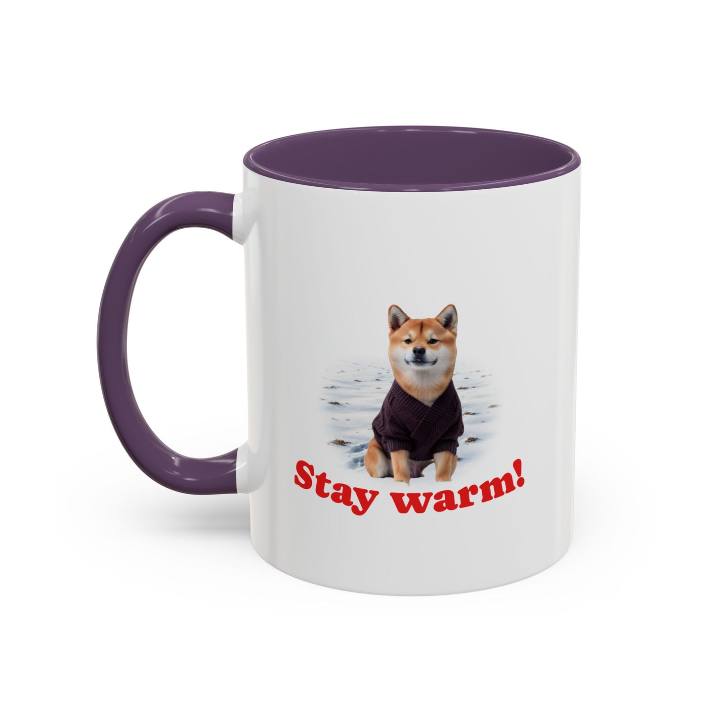 Two-tone Accent 11 oz Coffee Mug w/ Shiba Ken Sweater Dog, by TokyoBill