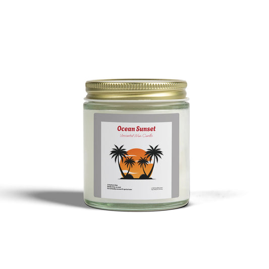 Ocean Sunset Unscented Candle | Hand-Poured USA | Coconut Apricot Wax