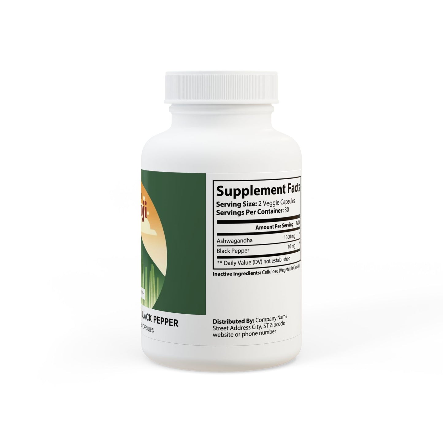 Kumoji Ashwagandha Black Pepper Supplement 60ct | Non-GMO | Vegan Stress Relief