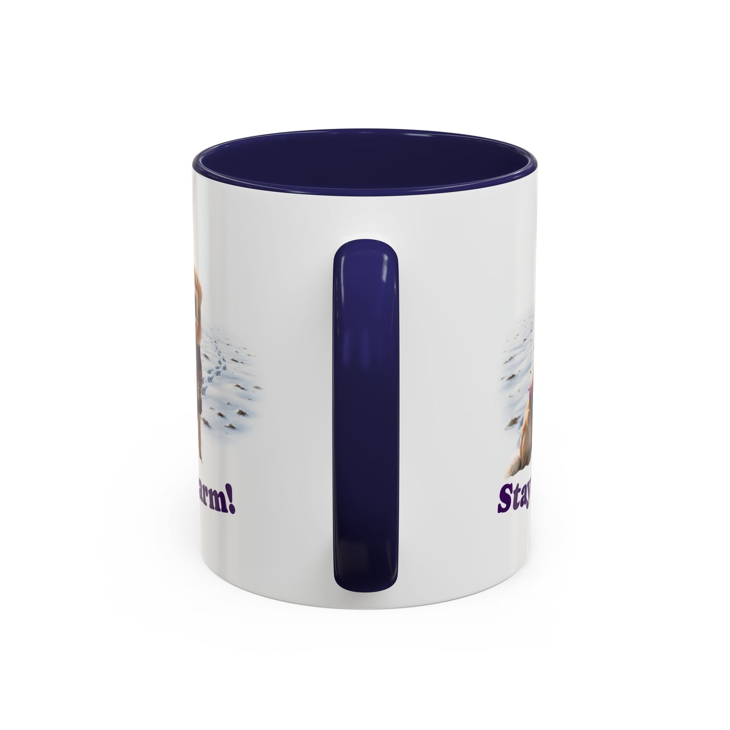 Two-tone Accent 11 oz Coffee Mug w/ Golden Retriever Sweater Dog, by TokyoBill