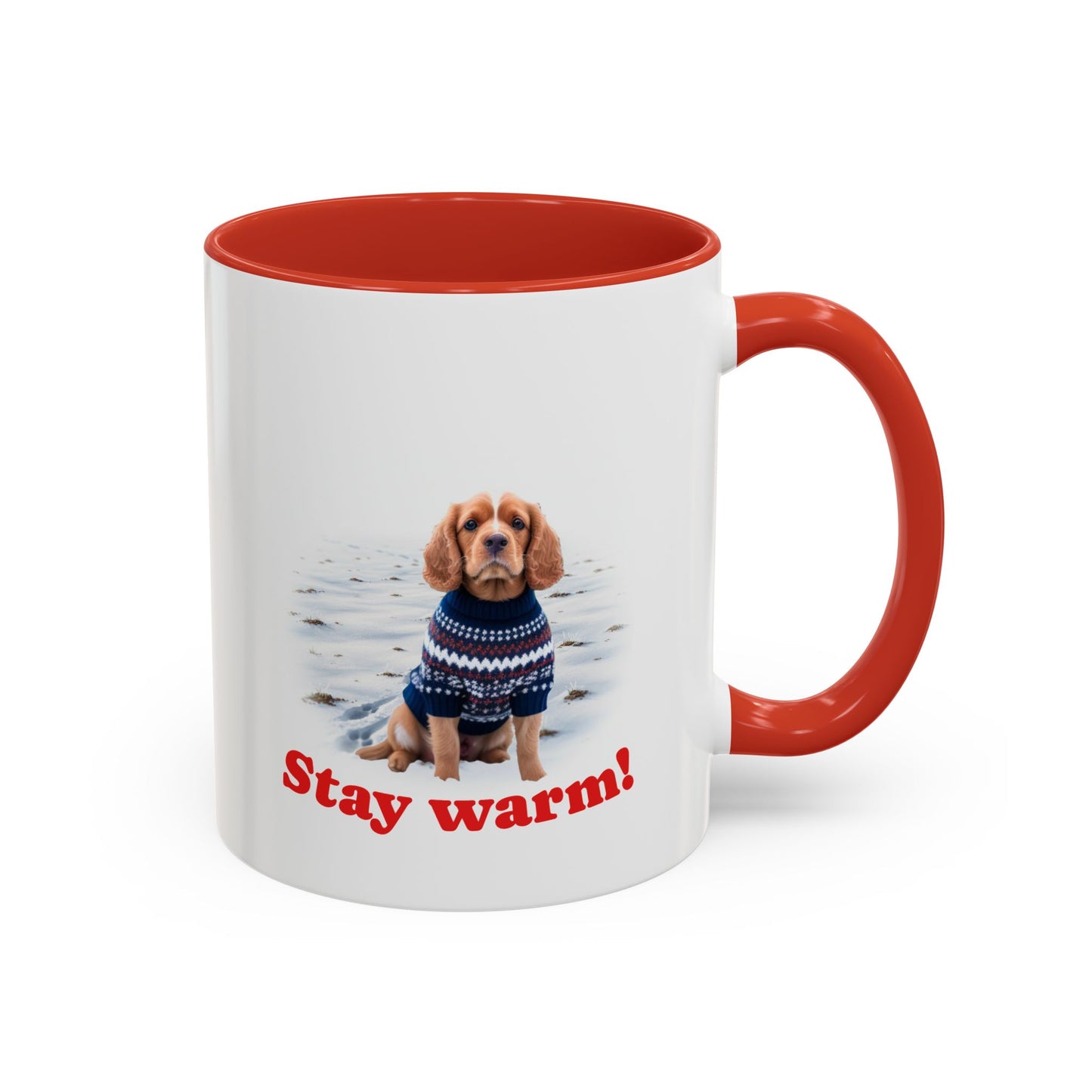 Two-tone Accent 11 oz Coffee Mug w/ Cocker Spaniel Sweater Dog, by TokyoBill