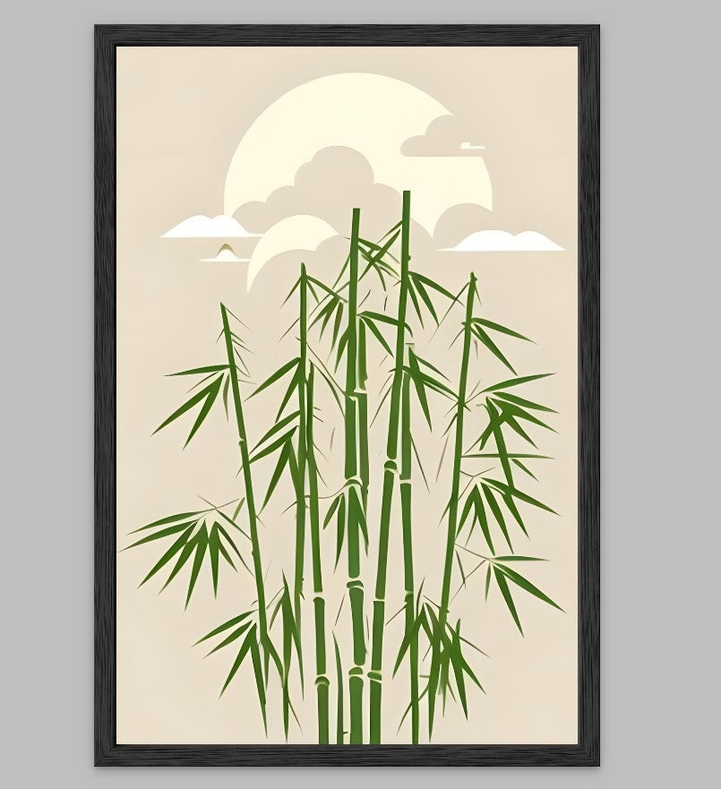 Bamboo Moon Art Print | Zen Nature Wall Decor | Calming Illustration