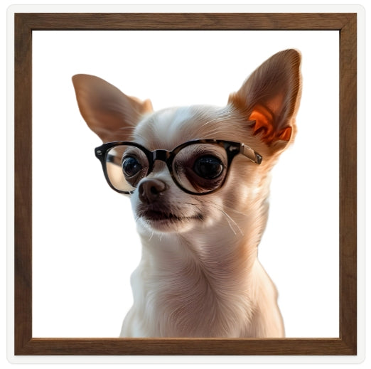 Chihuahua Wearing Glasses Wall Art | Dog Portrait Print | Nursery or Office Decor | Pet Lover Gift